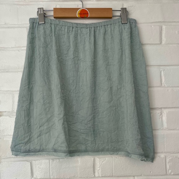 Free People Intimately Lola Sea Foam Mini High Slit Slip Skirt Size XS NWOT - Picture 5 of 9